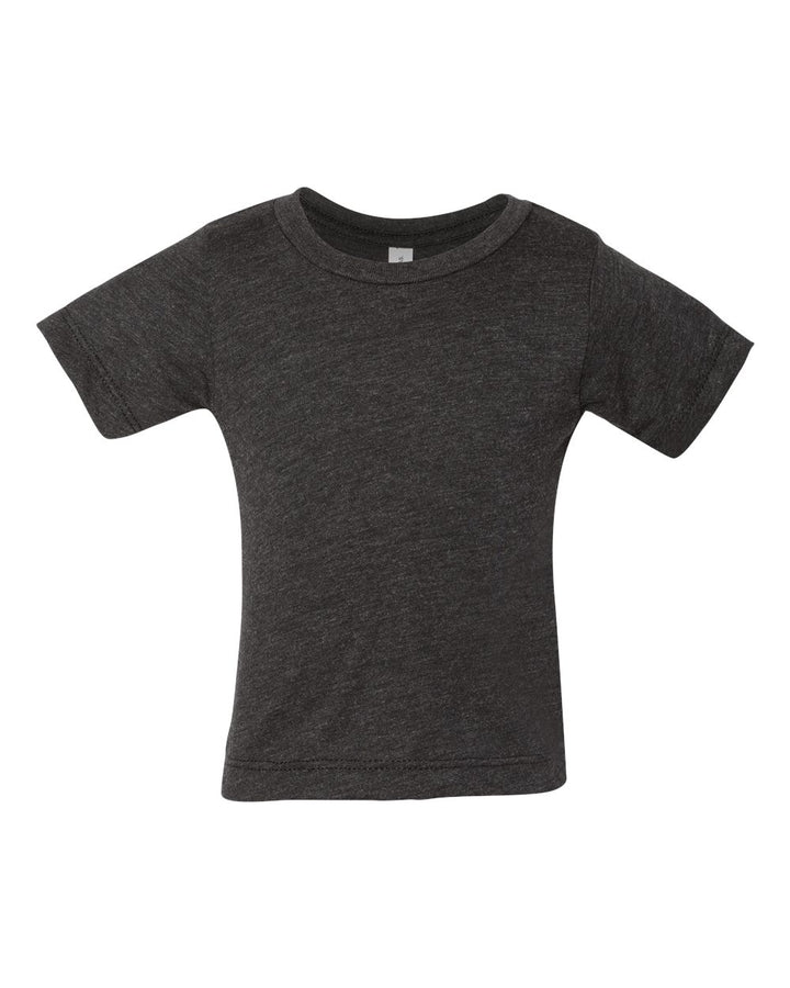 Front View of Charcoal Black Triblend Infant Triblend Tee - 3413B
