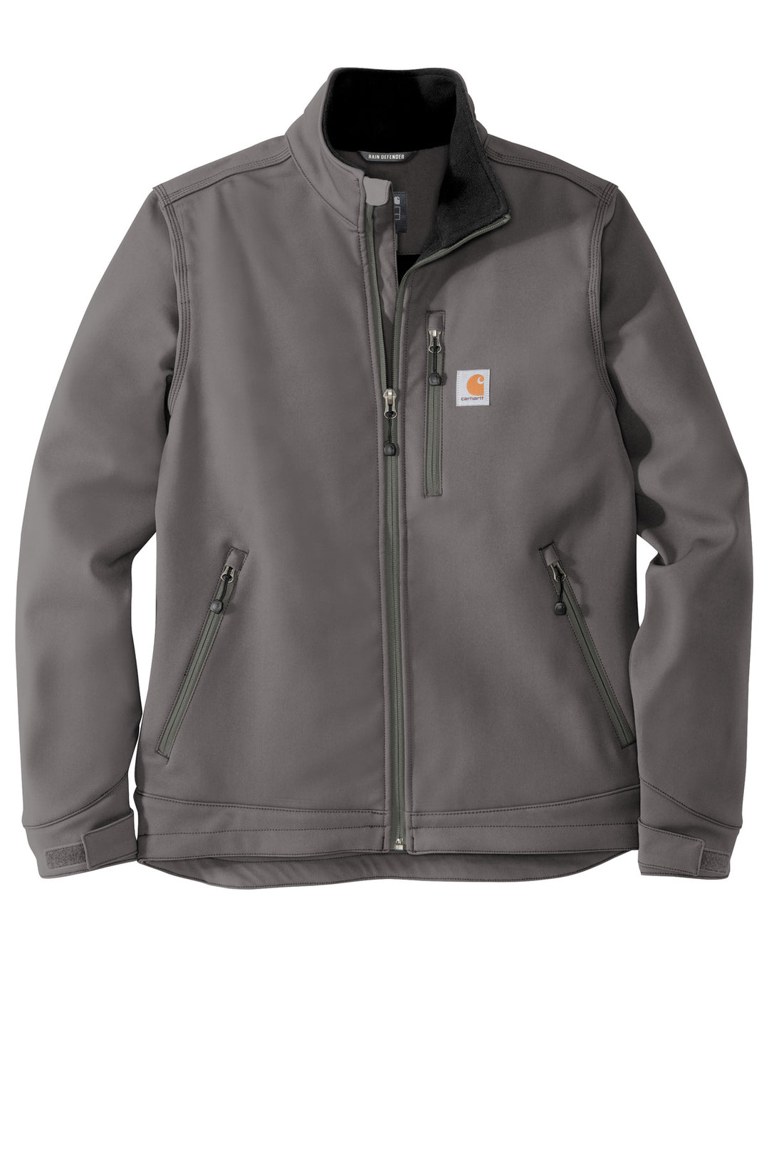 Front View of Charcoal Carhartt Crowley Soft Shell Jacket. CT102199