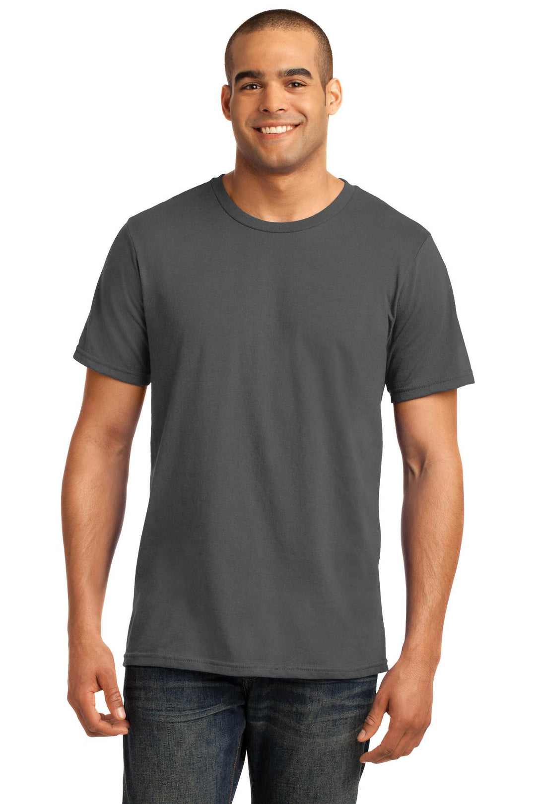 Front View of Charcoal Gildan 100% Ring Spun Cotton T-Shirt. 980