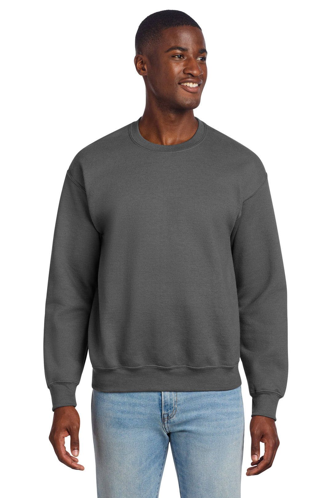 Front View of Charcoal Gildan - DryBlend Crewneck Sweatshirt. 12000