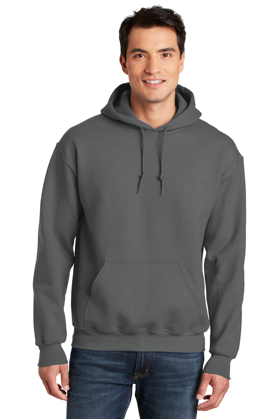 Front View of Charcoal Gildan - DryBlend Pullover Hooded Sweatshirt. 12500