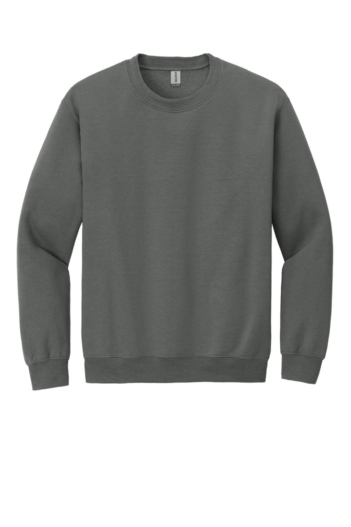 Front View of Charcoal Gildan Heavy Blend Crewneck Sweatshirt. 18000
