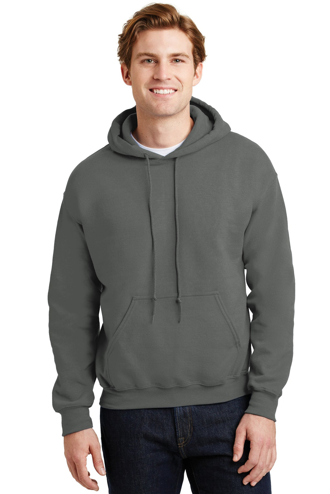 Front View of Charcoal Gildan - Heavy Blend Hooded Sweatshirt. 18500