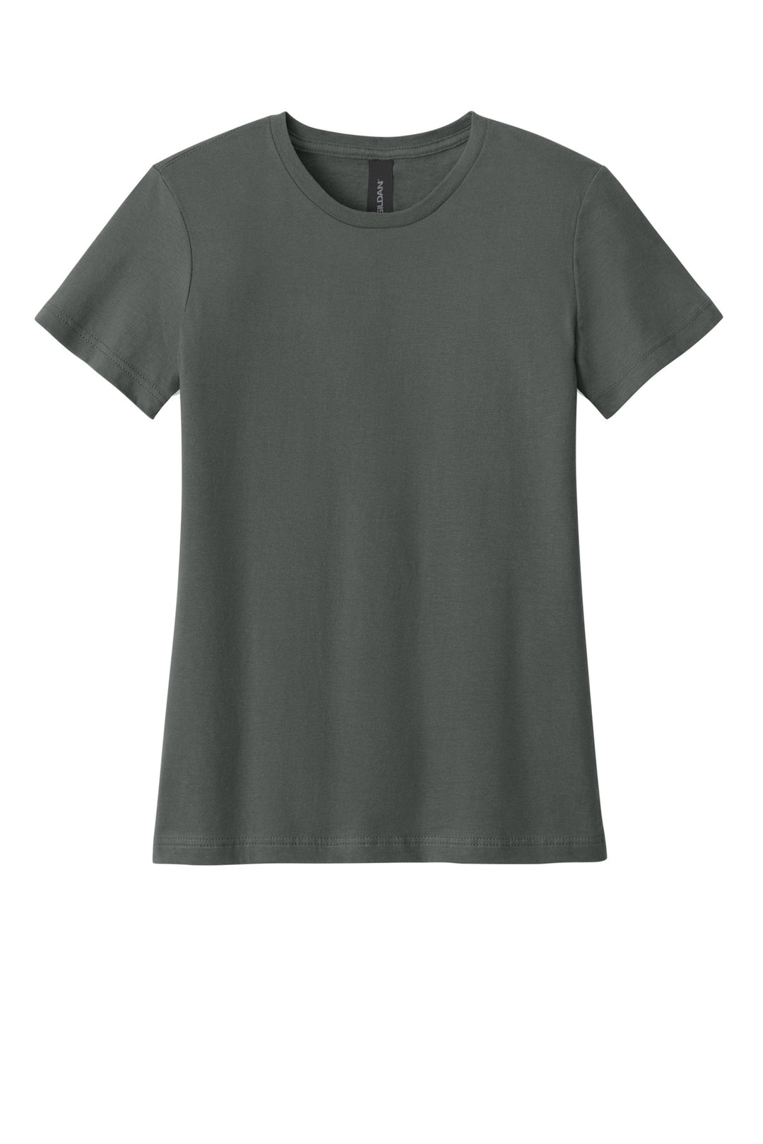 Front View of Charcoal Gildan Softstyle Women's T-Shirt. 64000L