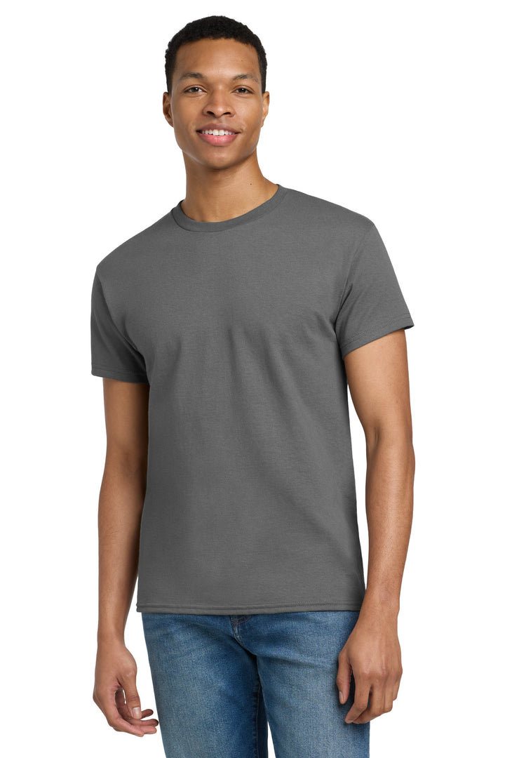 Front View of Charcoal Gildan Tall 100% US Cotton T-Shirt 2000T