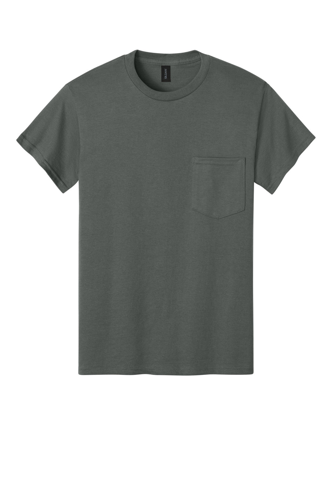 Front View of Charcoal Gildan - Ultra Cotton 100% US Cotton T-Shirt with Pocket. 2300