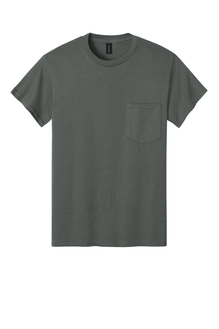 Front View of Charcoal Gildan - Ultra Cotton 100% US Cotton T-Shirt with Pocket. 2300