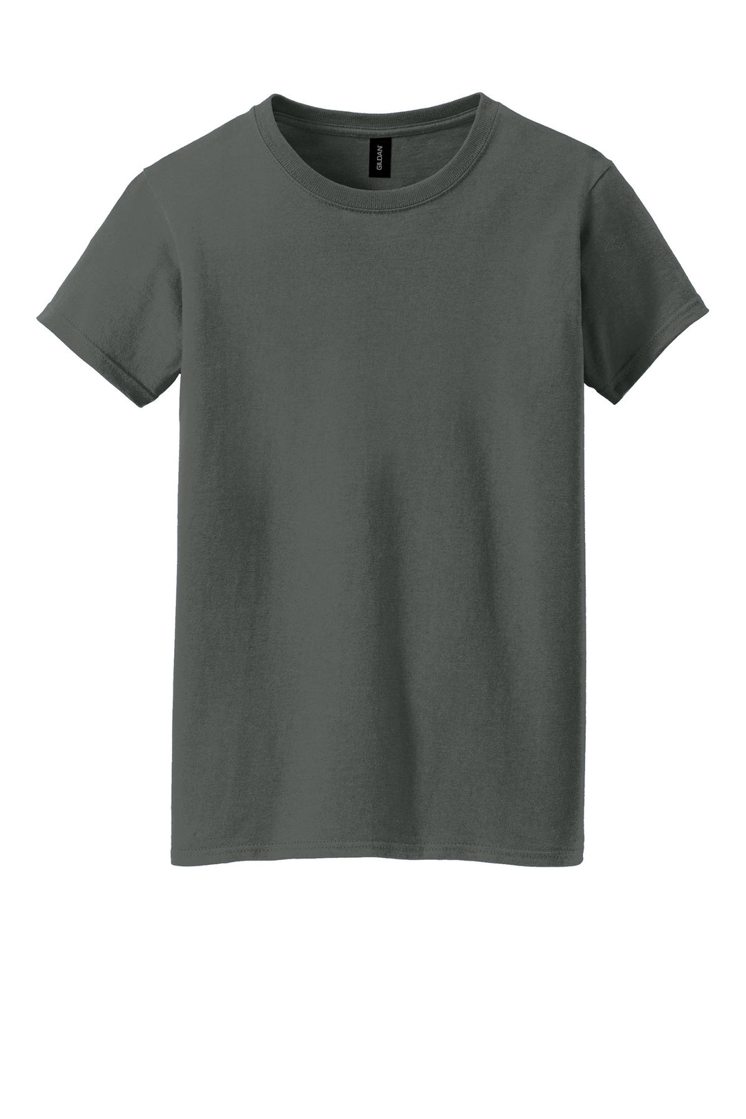 Front View of Charcoal Gildan Women's Heavy Cotton 100% Cotton T-Shirt. 5000L