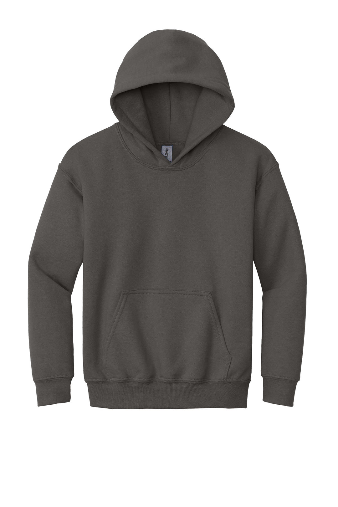 Front View of Charcoal Gildan - Youth Heavy Blend Hooded Sweatshirt. 18500B