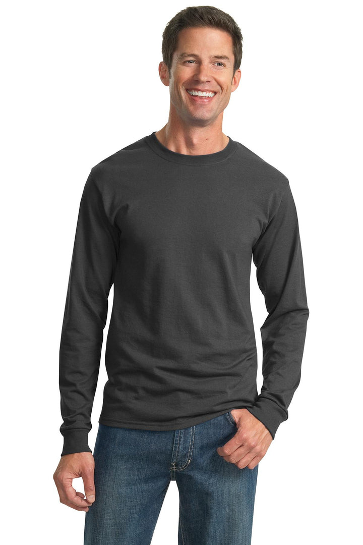Front View of Charcoal Grey Jerzees - Dri-Power 50/50 Cotton/Poly Long Sleeve T-Shirt. 29LS