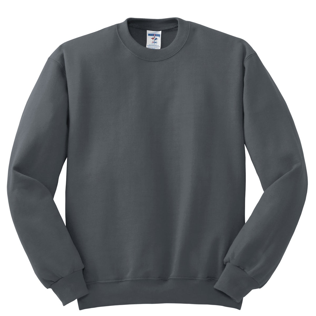 Front View of Charcoal Grey Jerzees - NuBlend Crewneck Sweatshirt. 562M