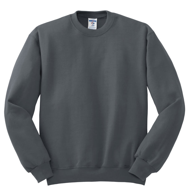 Front View of Charcoal Grey Jerzees - NuBlend Crewneck Sweatshirt. 562M