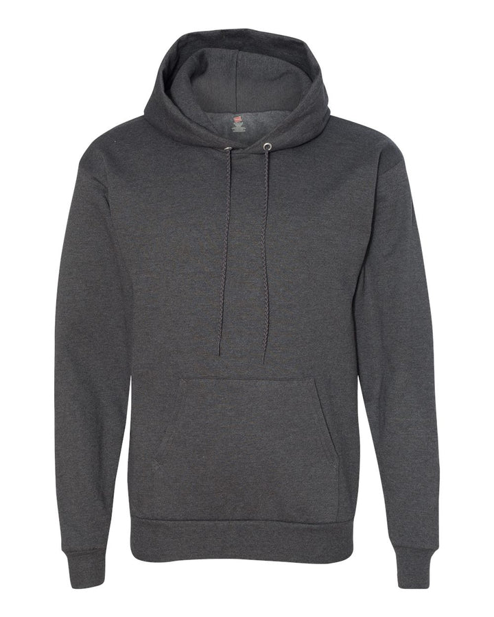 Front View of Charcoal Heather Ecosmart® Hooded Sweatshirt - P170