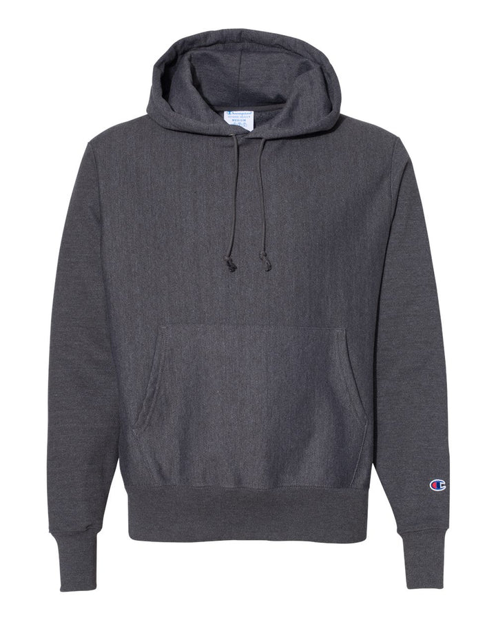 Front View of Charcoal Heather Reverse Weave® Hooded Sweatshirt - S101