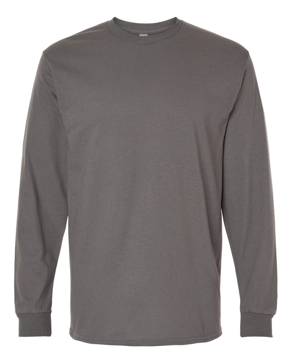 Front View of Charcoal Heavy Cotton™ Long Sleeve T-Shirt - 5400