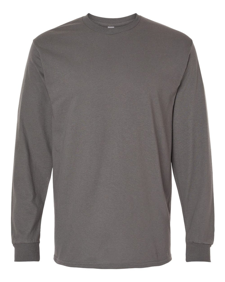 Front View of Charcoal Heavy Cotton™ Long Sleeve T-Shirt - 5400