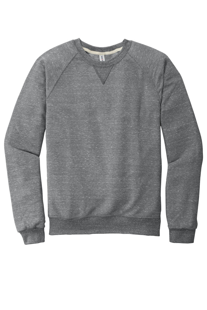 Front View of Charcoal Jerzees Snow Heather French Terry Raglan Crew 91M