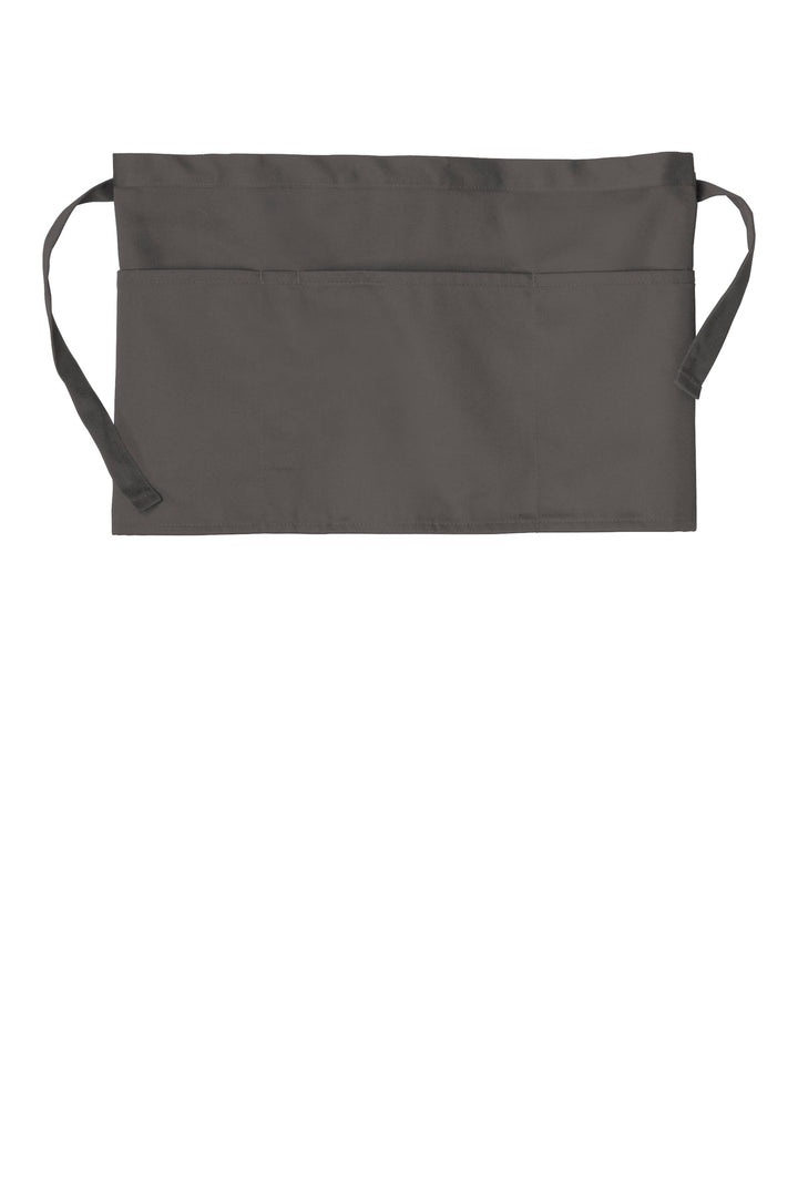 Front View of Charcoal Port Authority Three-Pocket Waist Apron. A602
