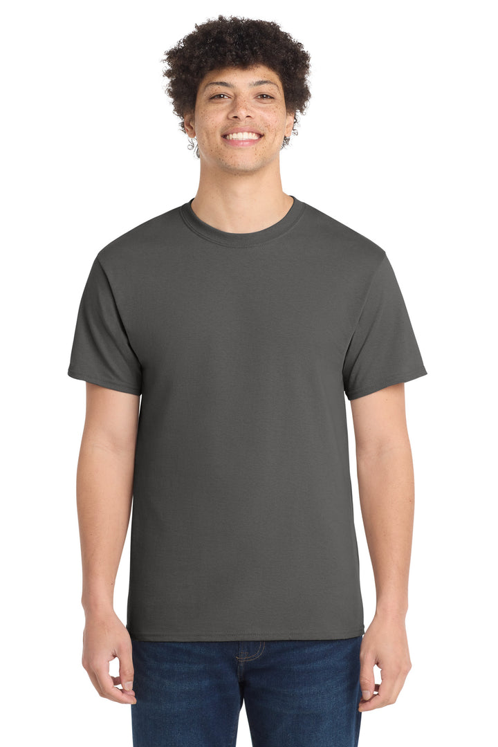 Front View of Charcoal Port & Company - Core Cotton Tee. PC54