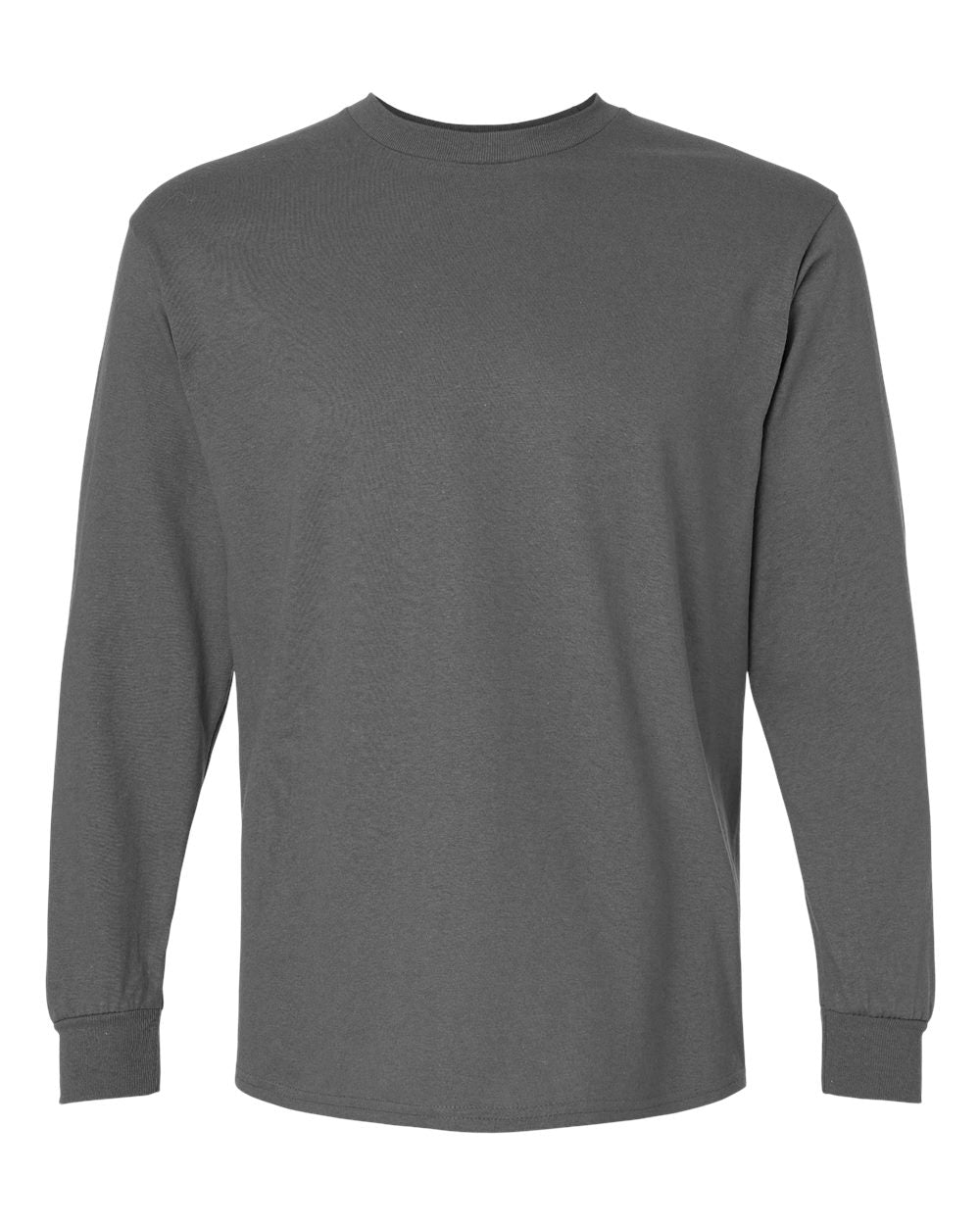 Front View of Charcoal Ultra Cotton® Long Sleeve T-Shirt - 2400