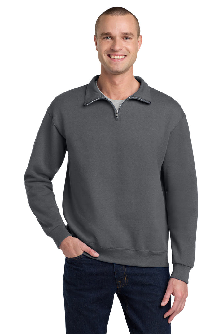 Front View of CharGrey Jerzees - NuBlend 1/4-Zip Cadet Collar Sweatshirt. 995M