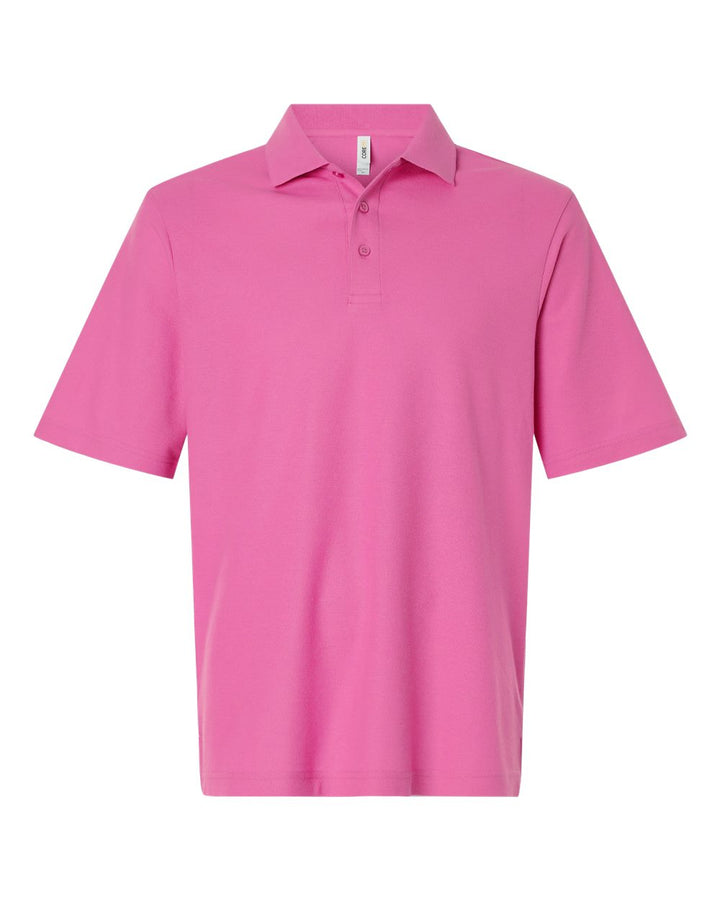Front View of Charity Pink Men's Resolve CVC Performance Pique Polo - CE106