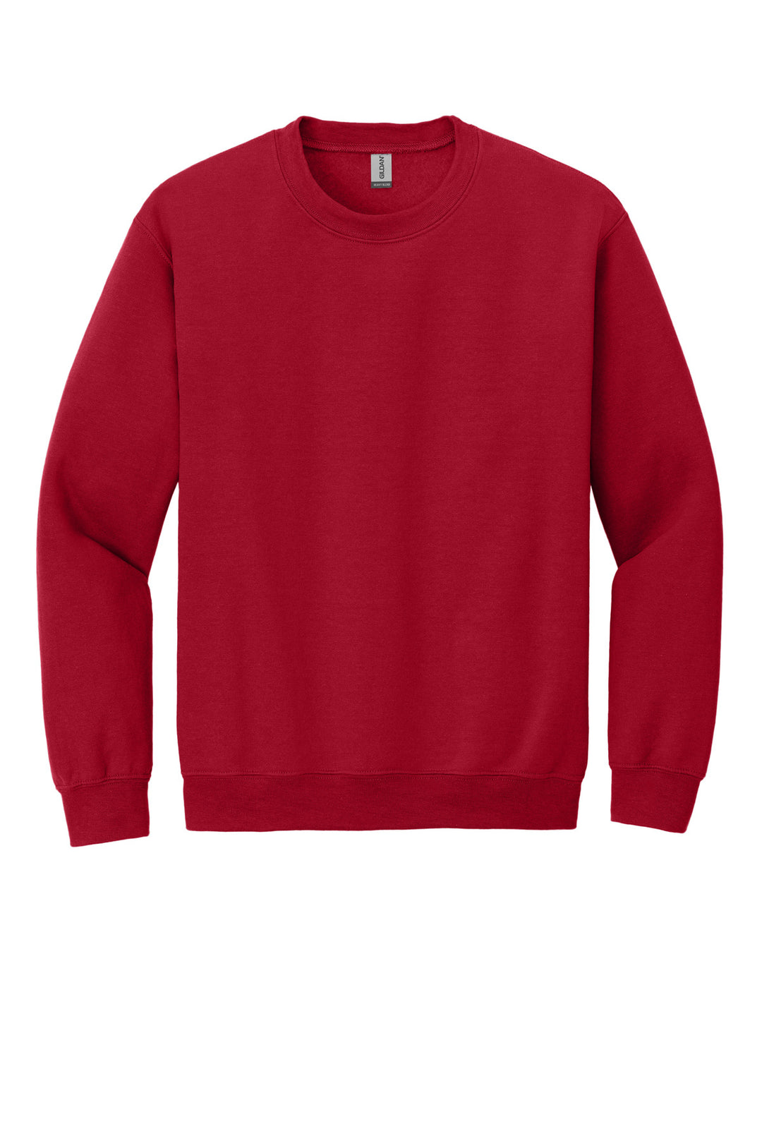 Front View of Cherry Red Gildan Heavy Blend Crewneck Sweatshirt. 18000
