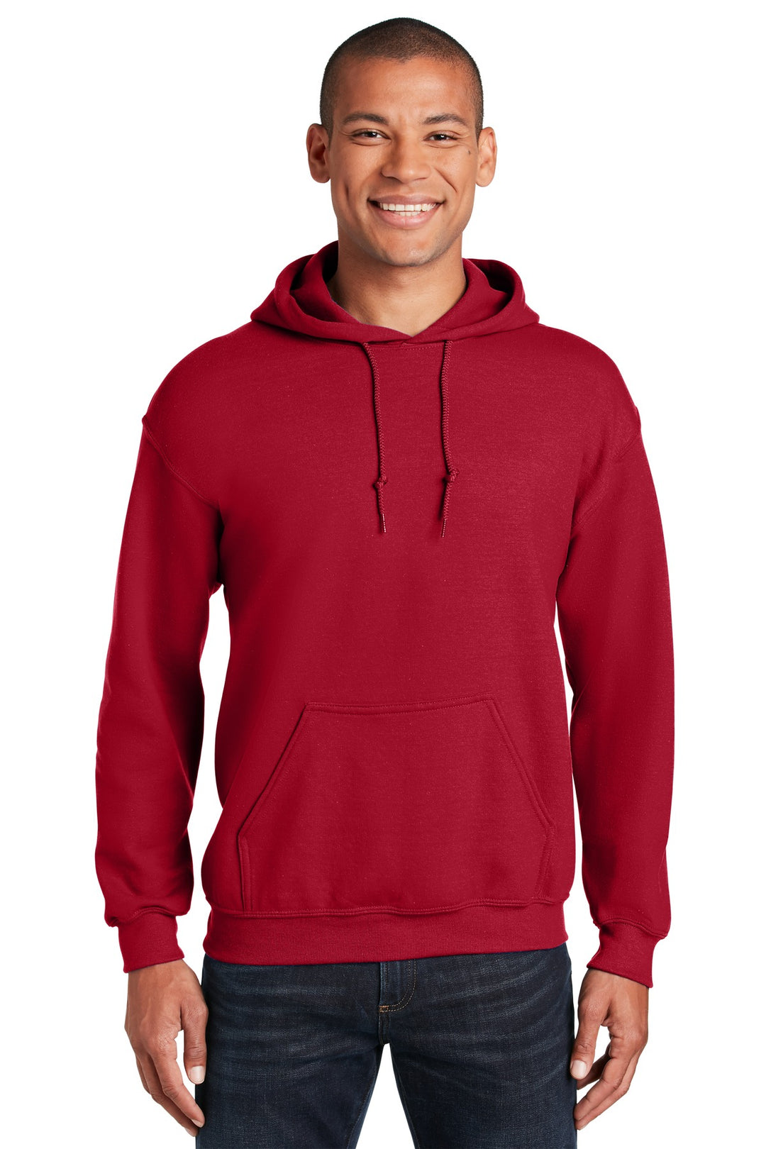 Front View of Cherry Red Gildan - Heavy Blend Hooded Sweatshirt. 18500