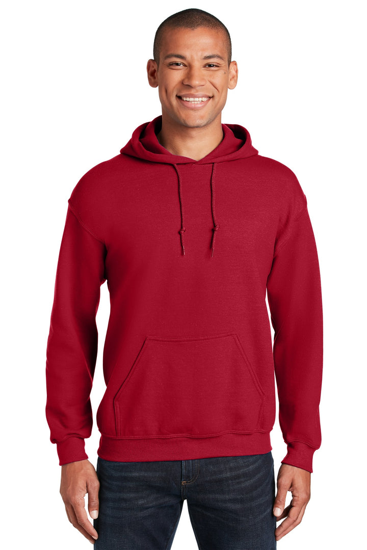 Front View of Cherry Red Gildan - Heavy Blend Hooded Sweatshirt. 18500