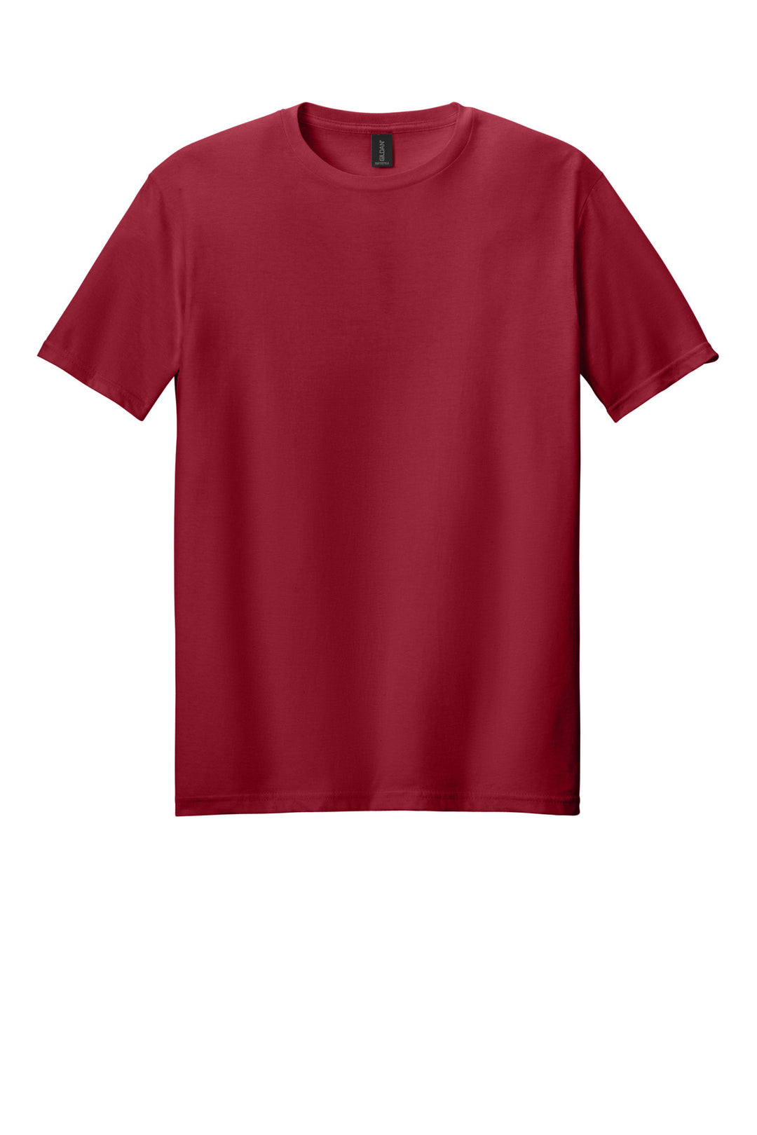 Front View of Cherry Red Gildan Softstyle T-Shirt. 64000