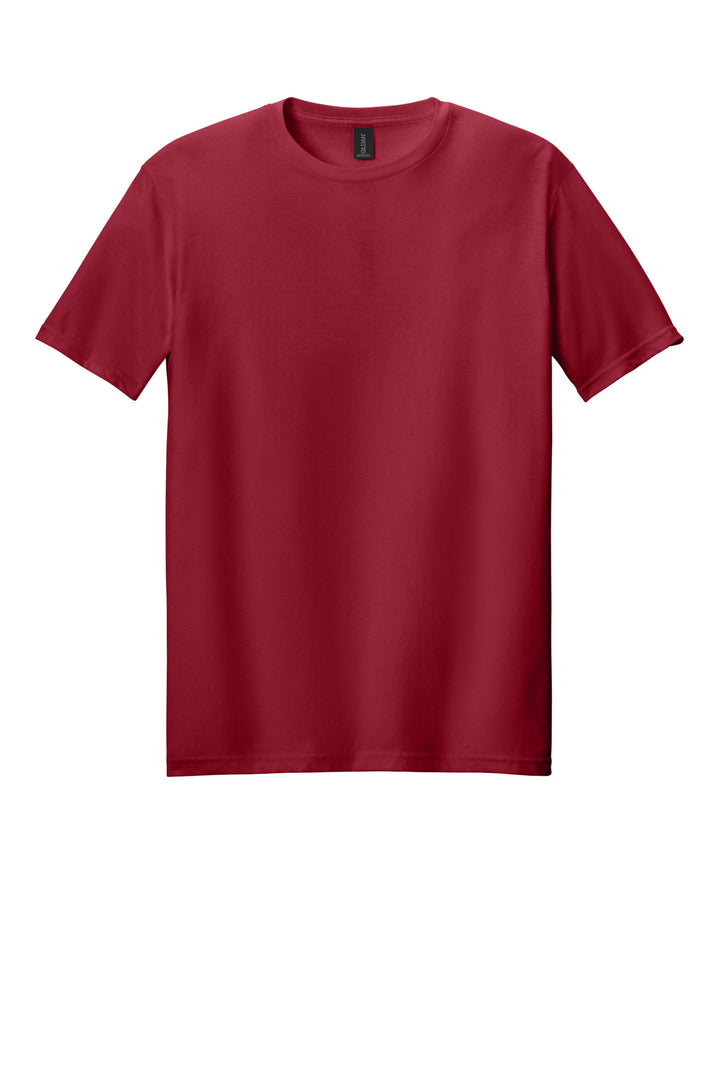 Front View of Cherry Red Gildan Softstyle T-Shirt. 64000