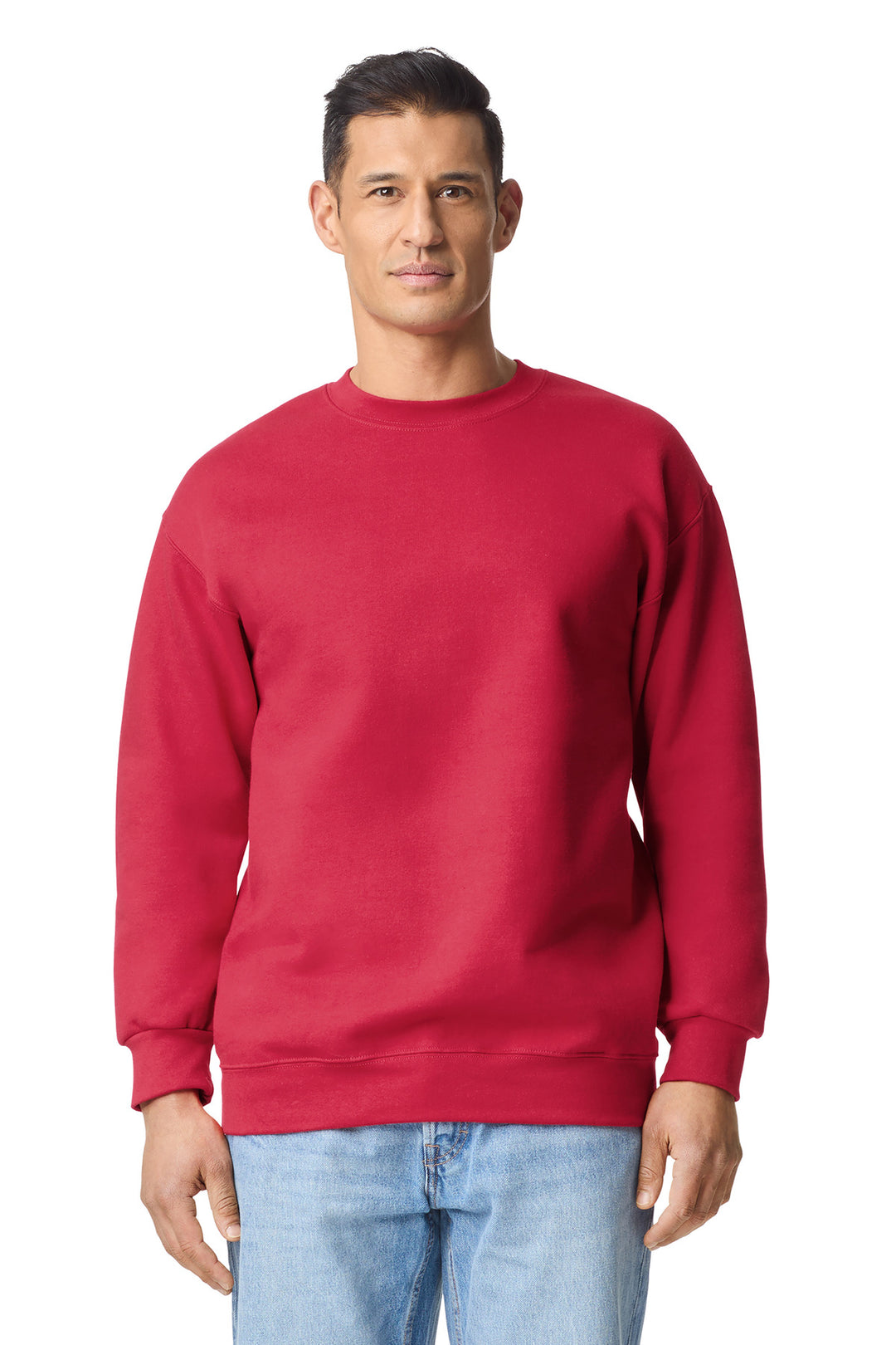 Front View of CherryRed Gildan Hammer Maxweight Crewneck Sweatshirt 19000