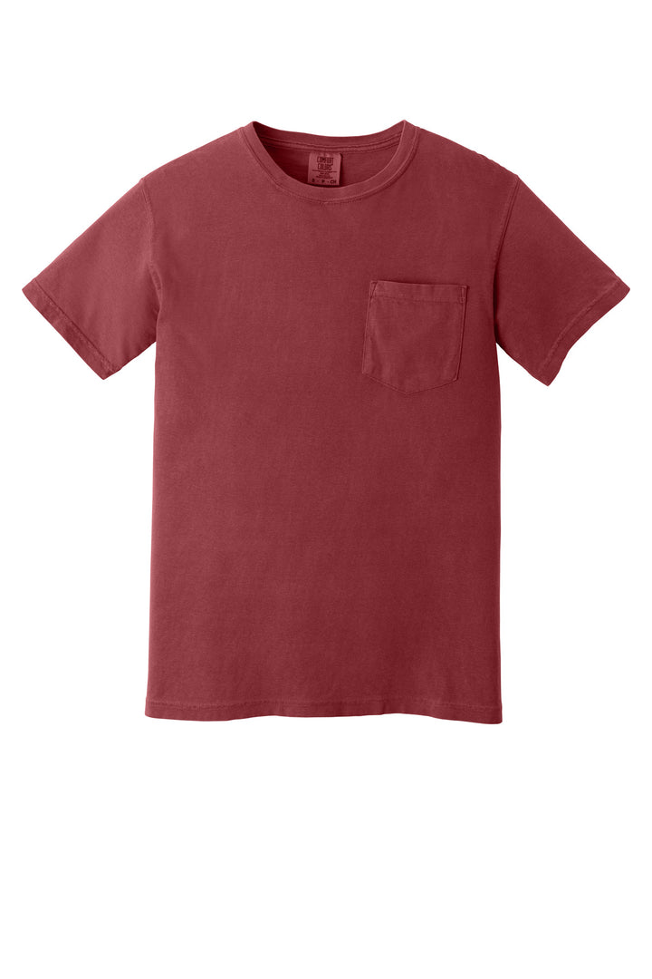 Front View of Chili COMFORT COLORS Heavyweight Ring Spun Pocket Tee. 6030