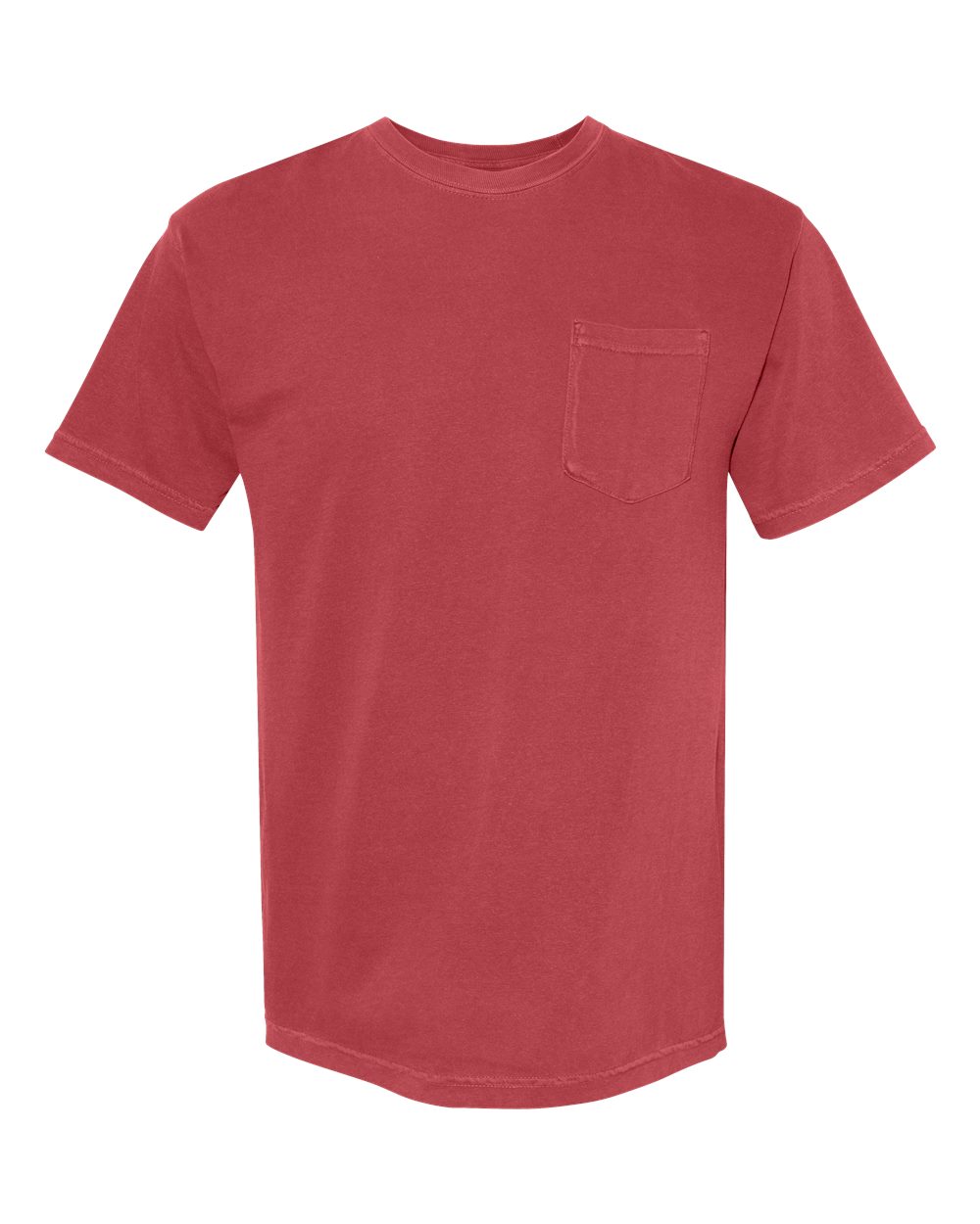 Front View of Chili Garment-Dyed Heavyweight Pocket T-Shirt - 6030