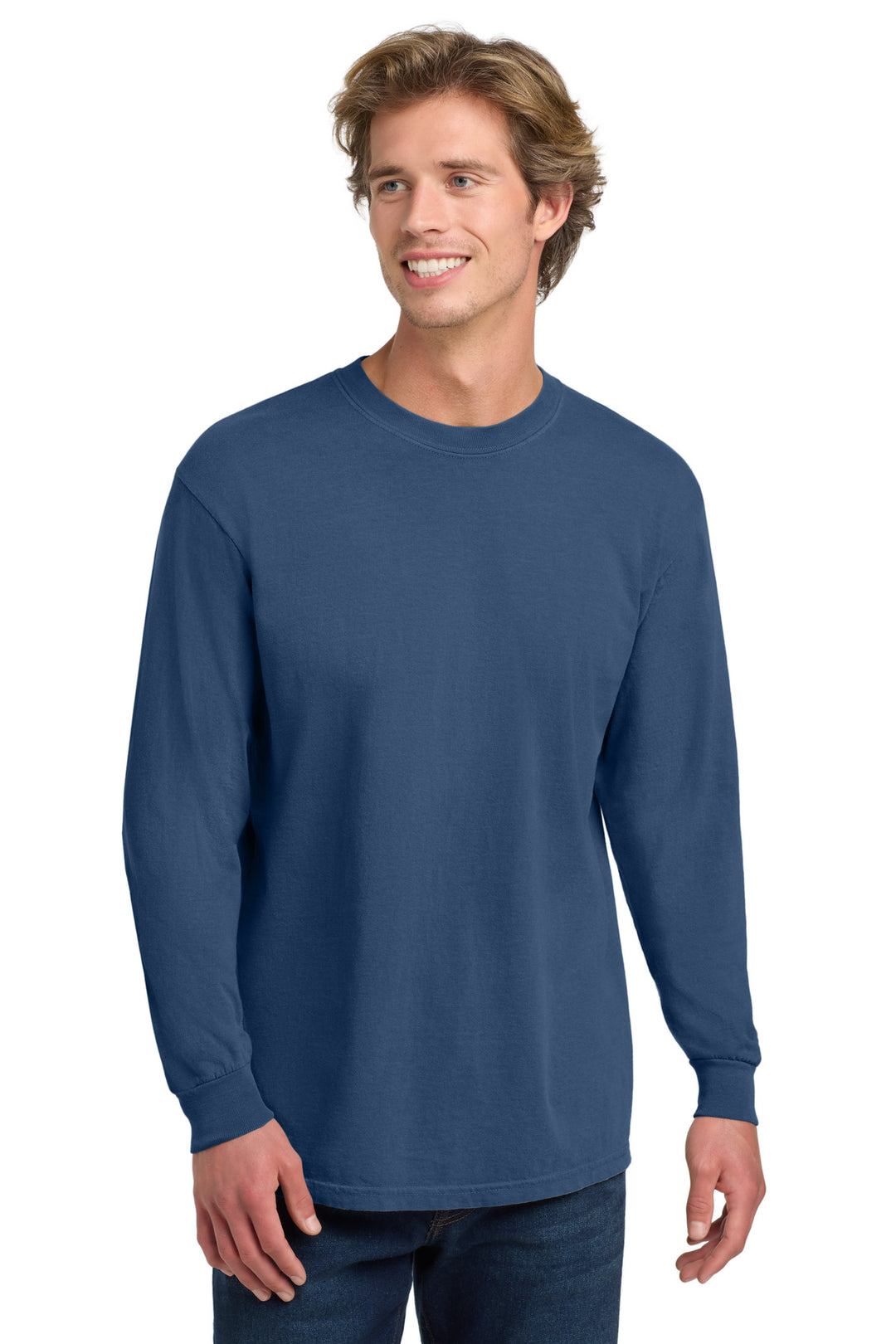 Front View of ChinaBlue COMFORT COLORS Heavyweight Ring Spun Long Sleeve Tee. 6014
