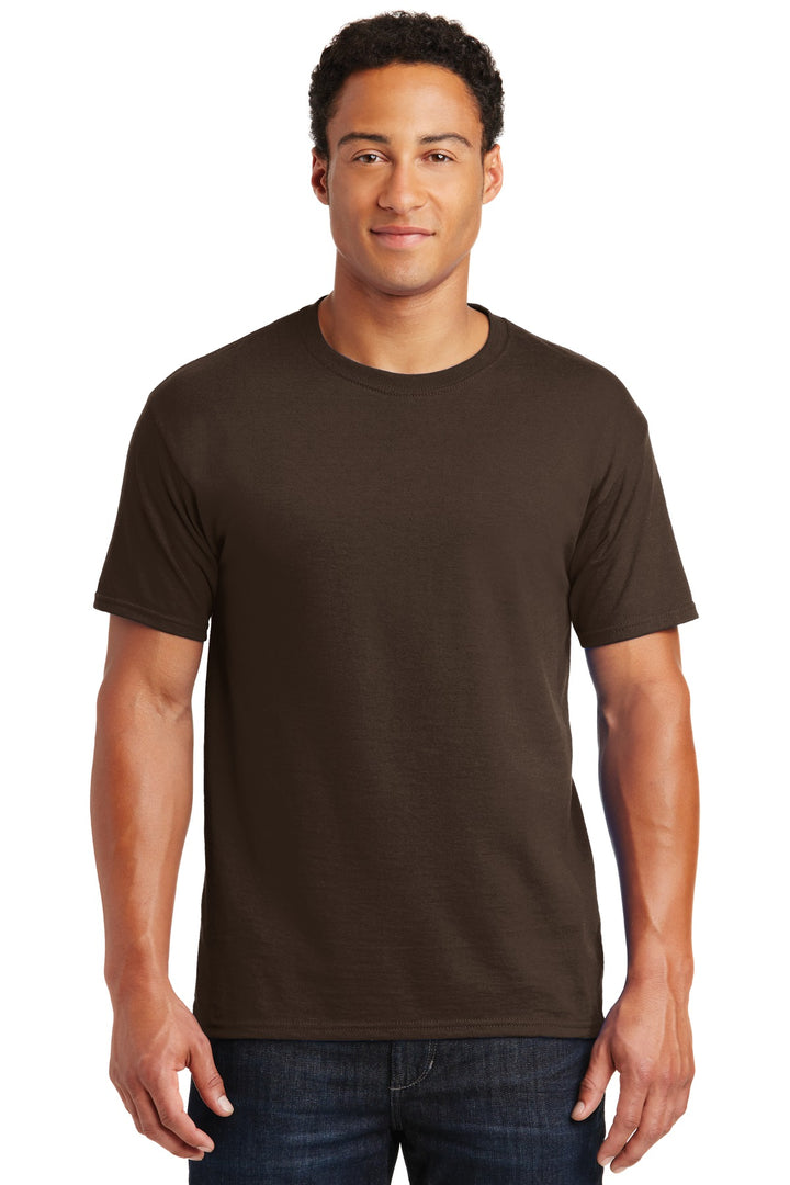 Front View of Chocolate Jerzees - Dri-Power 50/50 Cotton/Poly T-Shirt. 29M