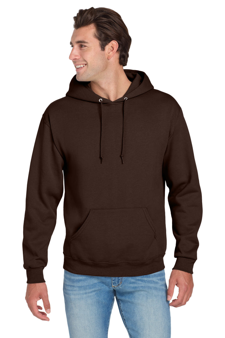 Front View of CHOCOLATE Jerzees NuBlend Pullover Hooded Sweatshirt. 996M