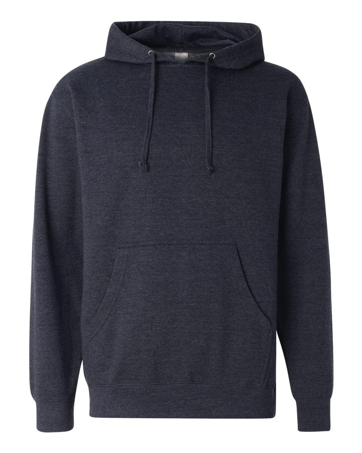 Front View of Classic Navy Heather Midweight Hooded Sweatshirt - SS4500