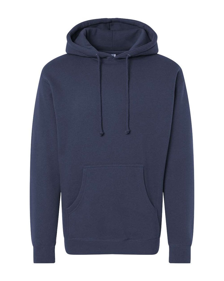 Front View of Classic Navy Heavyweight Hooded Sweatshirt - IND4000