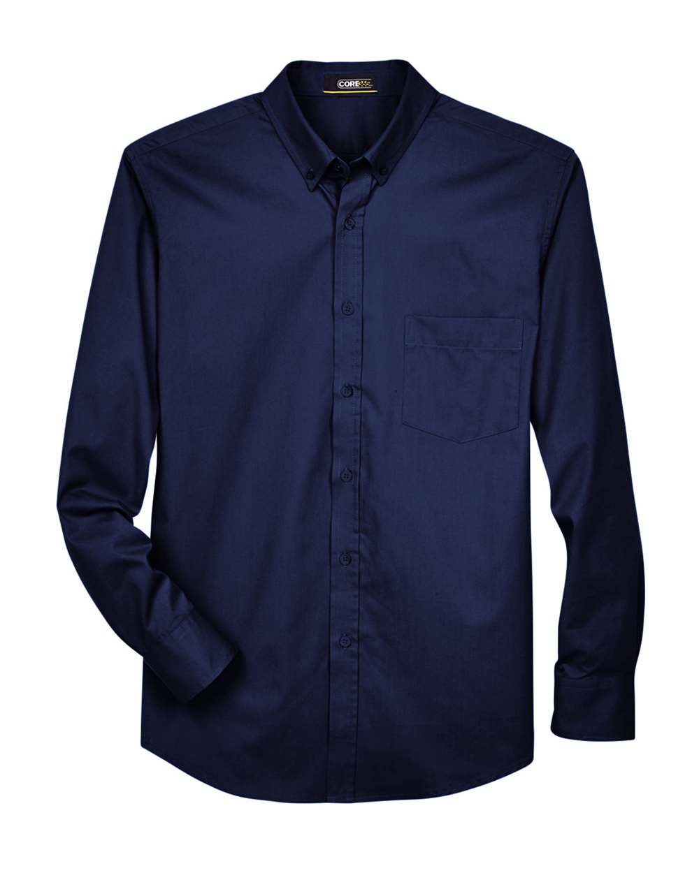 Front View of Classic Navy Men's Tall Operate Long Sleeve Twill Dress Shirt - 88193T