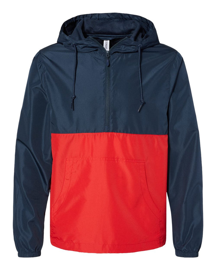 Front View of Classic Navy/ Red Lightweight Quarter-Zip Windbreaker Pullover Jacket - EXP54LWP