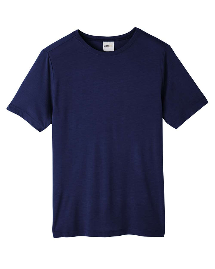 Front View of Classic Navy Unisex Fusion ChromaSoft™ Performance T-Shirt - CE111