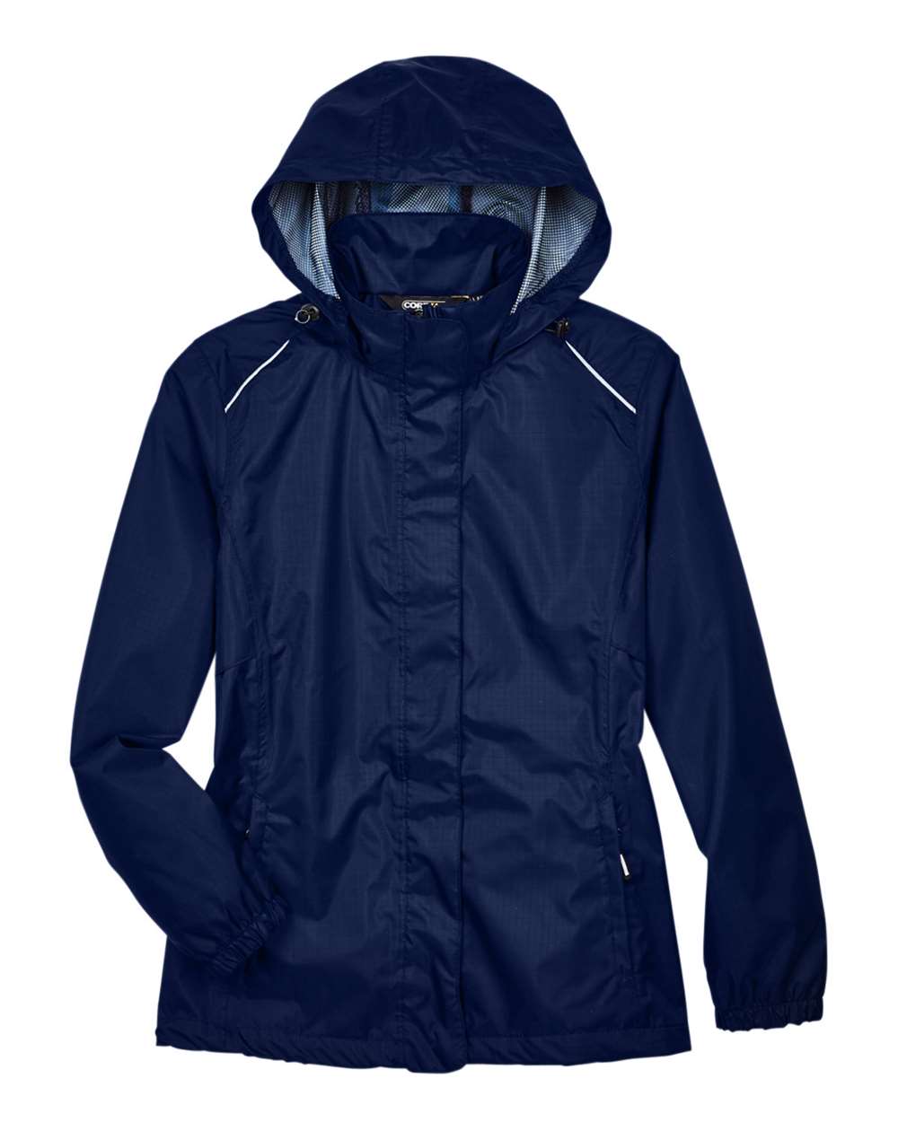 Front View of Classic Navy Women's Climate Seam-Sealed Lightweight Variegated Ripstop Jacket - 78185