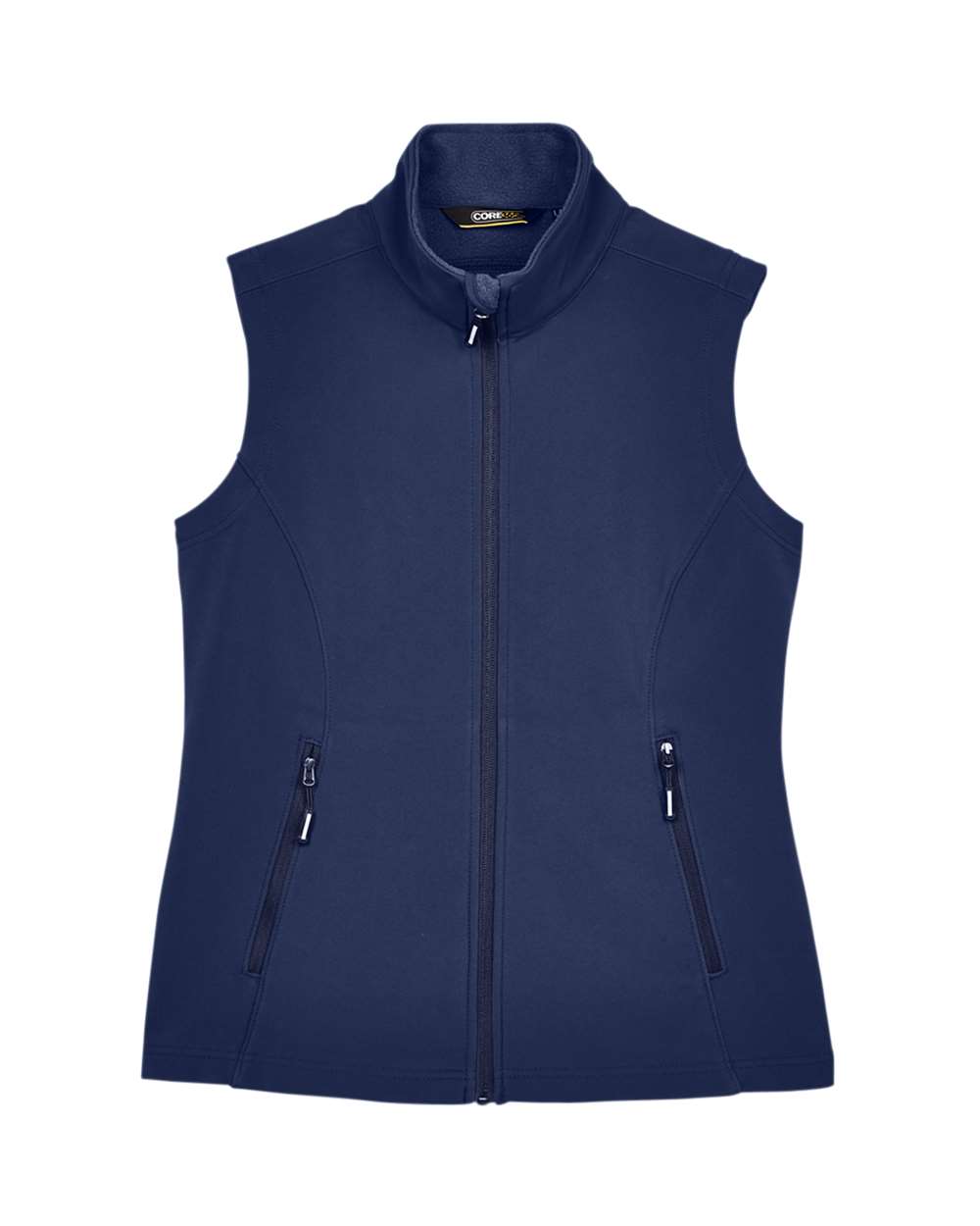 Front View of Classic Navy Women's Cruise Two-Layer Fleece Bonded Soft Shell Vest - CE701W