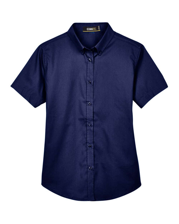 Front View of Classic Navy Women's Optimum Short Sleeve Twill Shirt - 78194