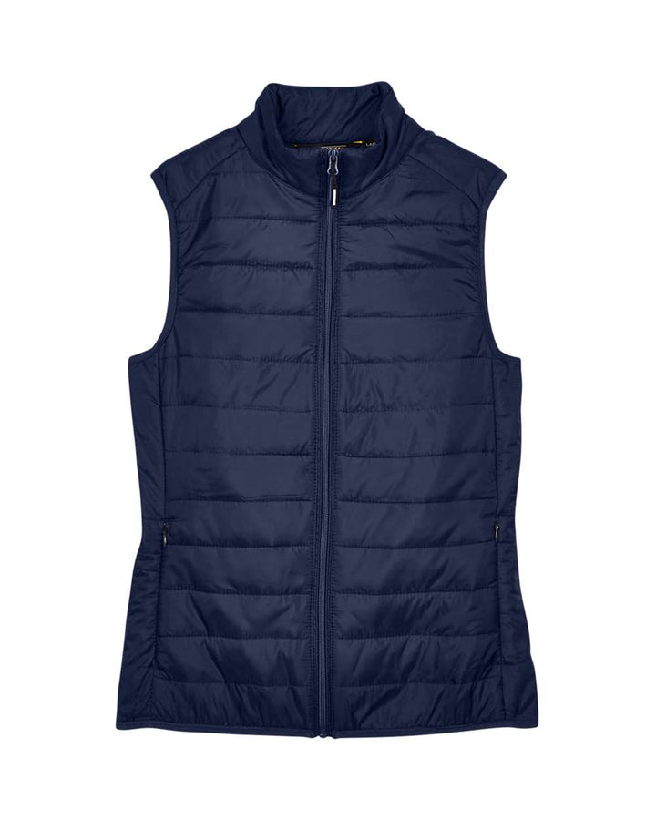 Front View of Classic Navy Women's Prevail Packable Puffer Vest - CE702W