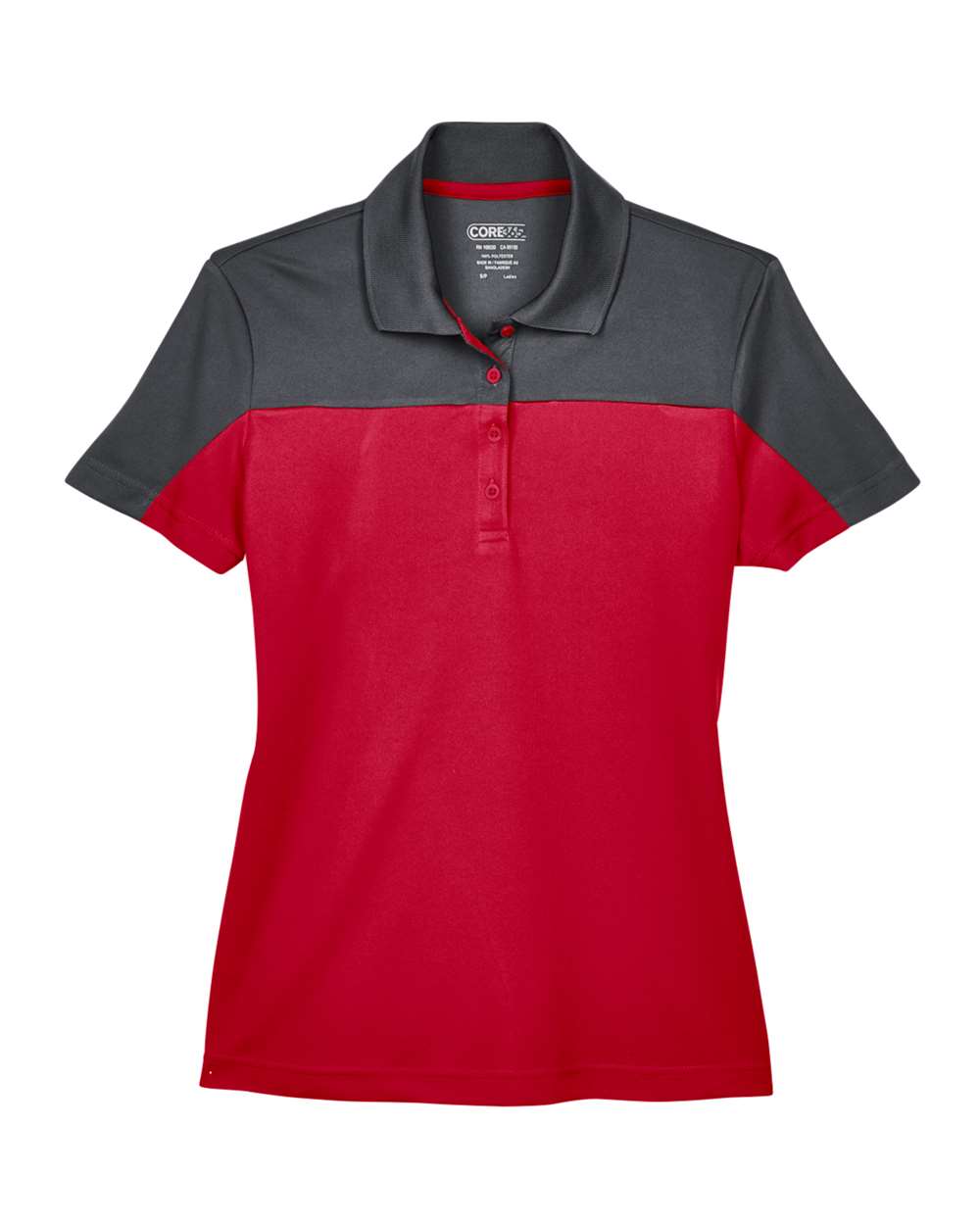 Front View of Classic Red/ Carbon Women's Balance Colorblock Performance Piqué Polo - CE101W