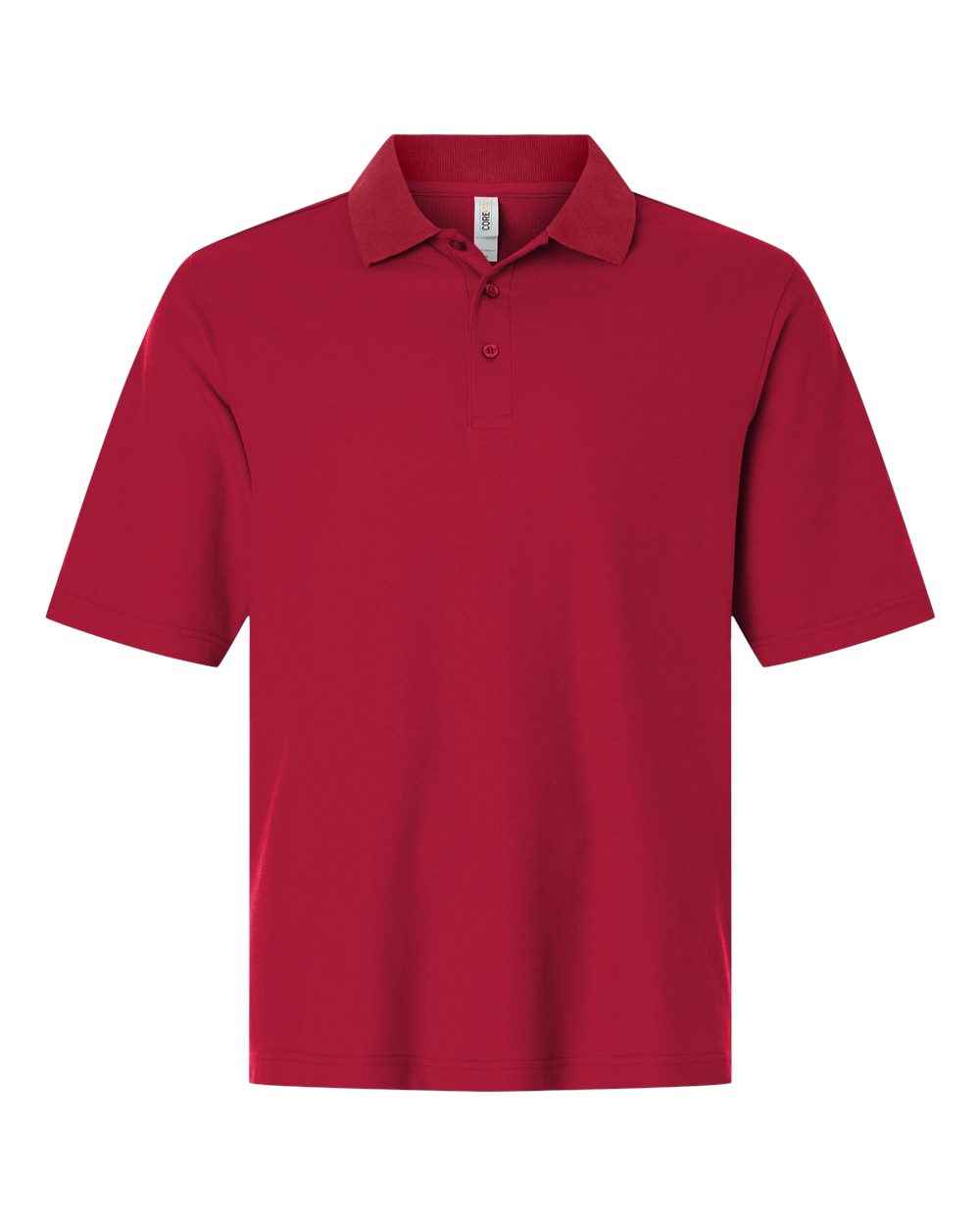 Front View of Classic Red Men's Resolve CVC Performance Pique Polo - CE106