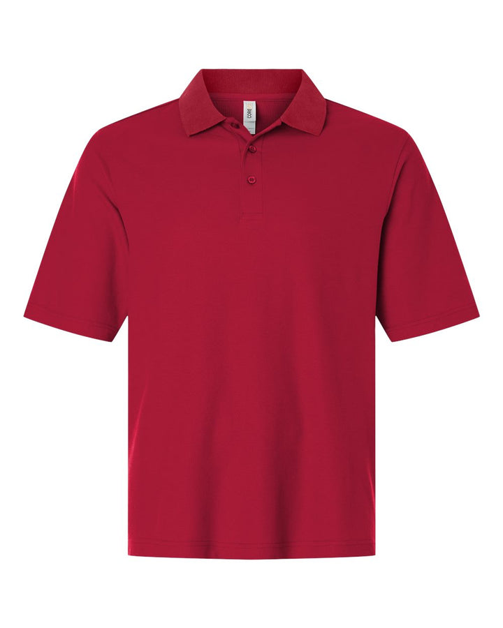 Front View of Classic Red Men's Resolve CVC Performance Pique Polo - CE106