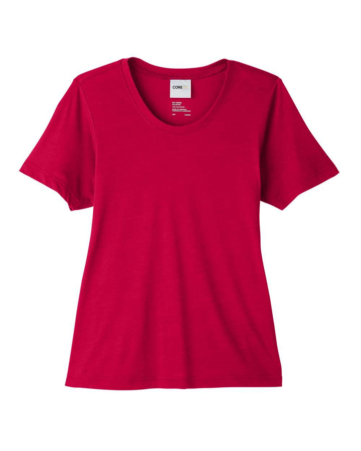 Front View of Classic Red Women's Fusion ChromaSoft™ Performance T-Shirt - CE111W